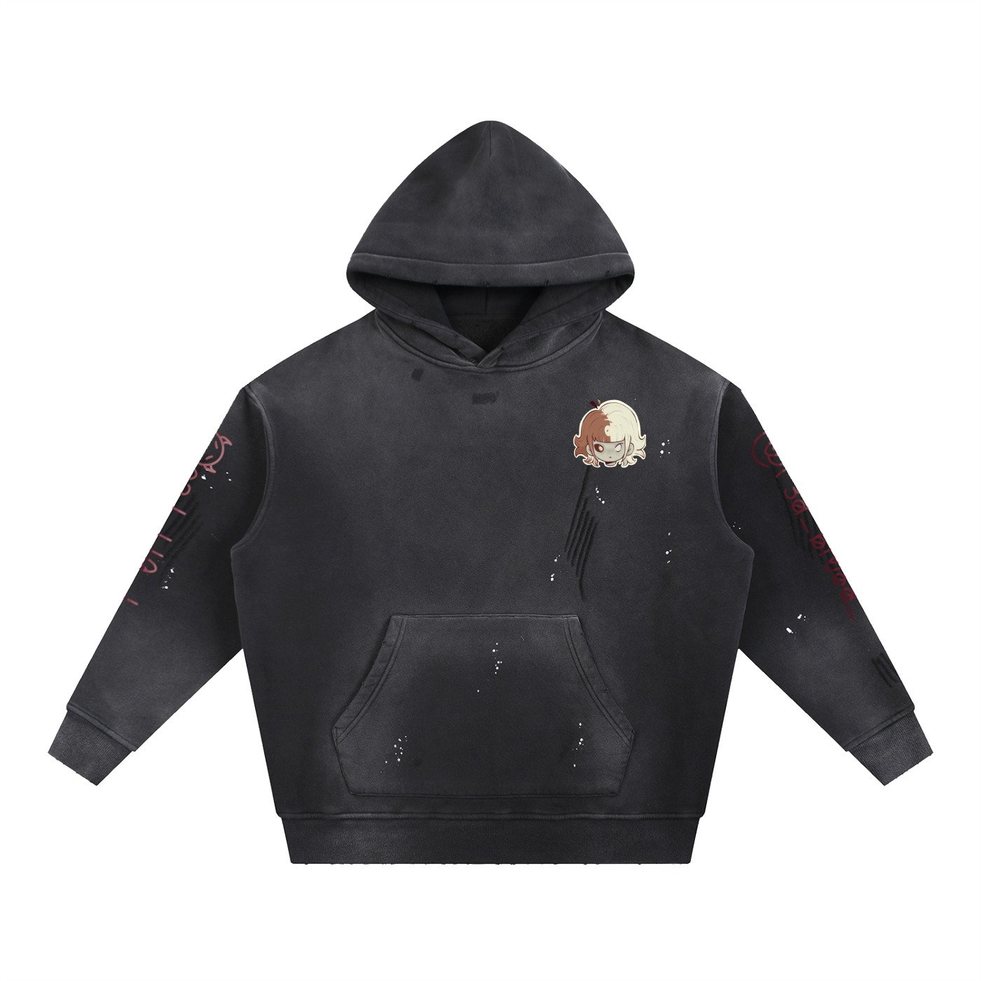 Vintage Washed Frayed Fleece Hoodie