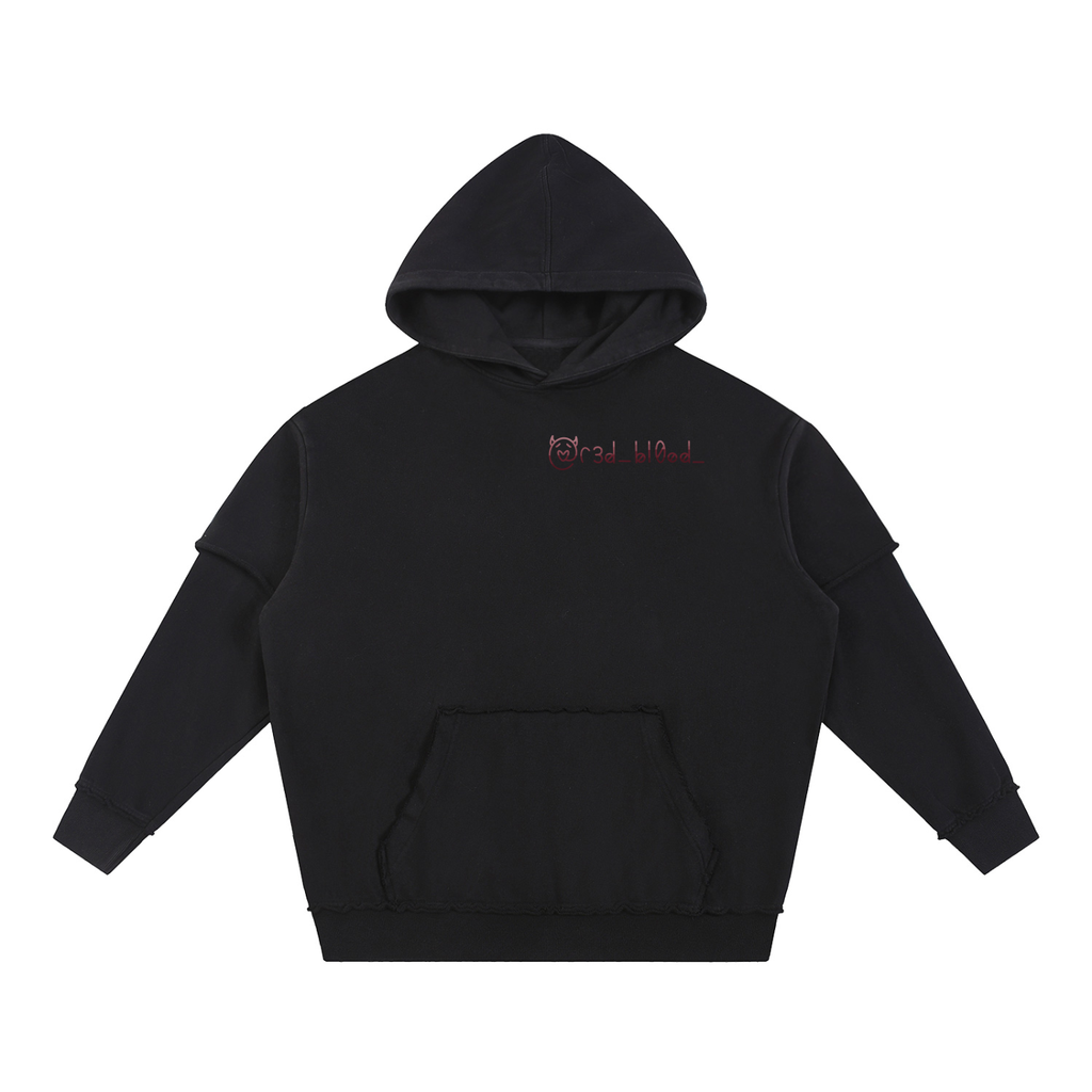 Snow Washed Raw Edge Double Layered Hoodie
