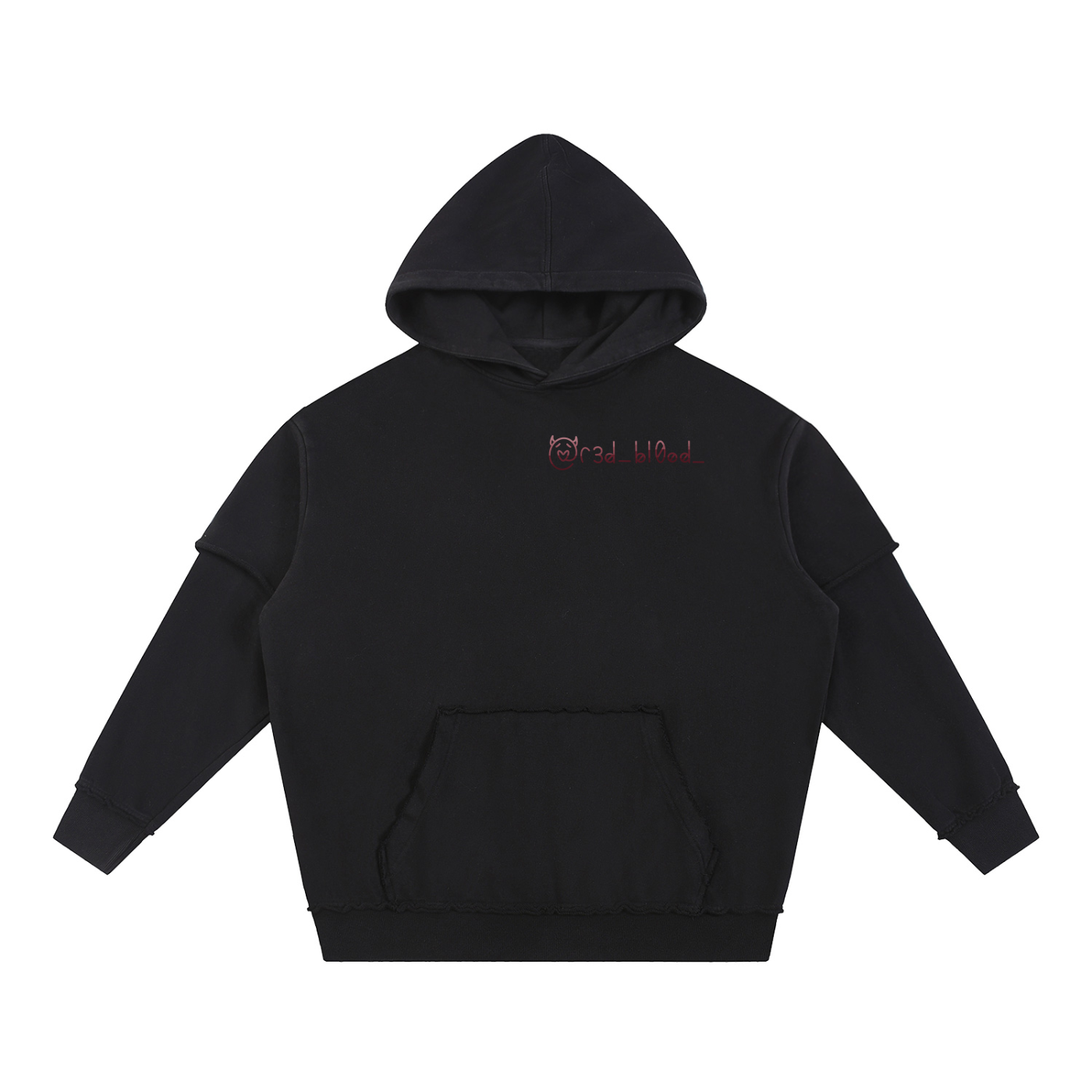 Snow Washed Raw Edge Double Layered Hoodie