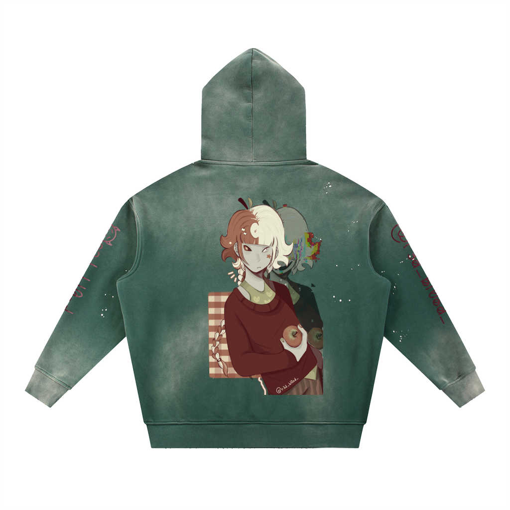 Vintage Washed Frayed Fleece Hoodie