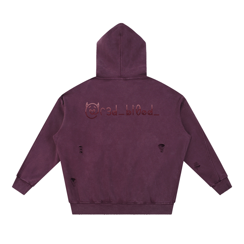 Snow Washed Distressed Panel Pocket Hoodie