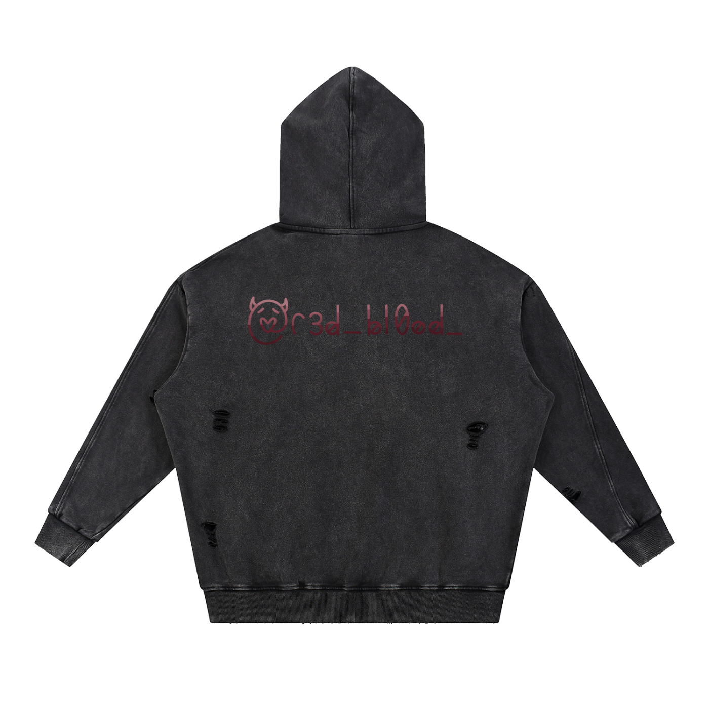 Snow Washed Distressed Panel Pocket Hoodie