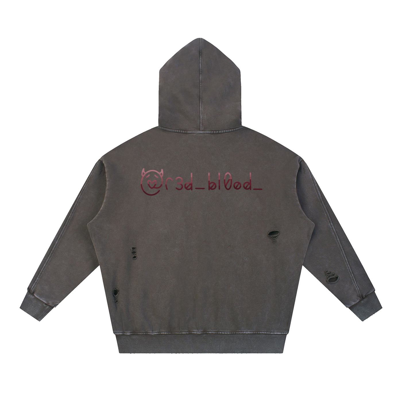 Snow Washed Distressed Panel Pocket Hoodie