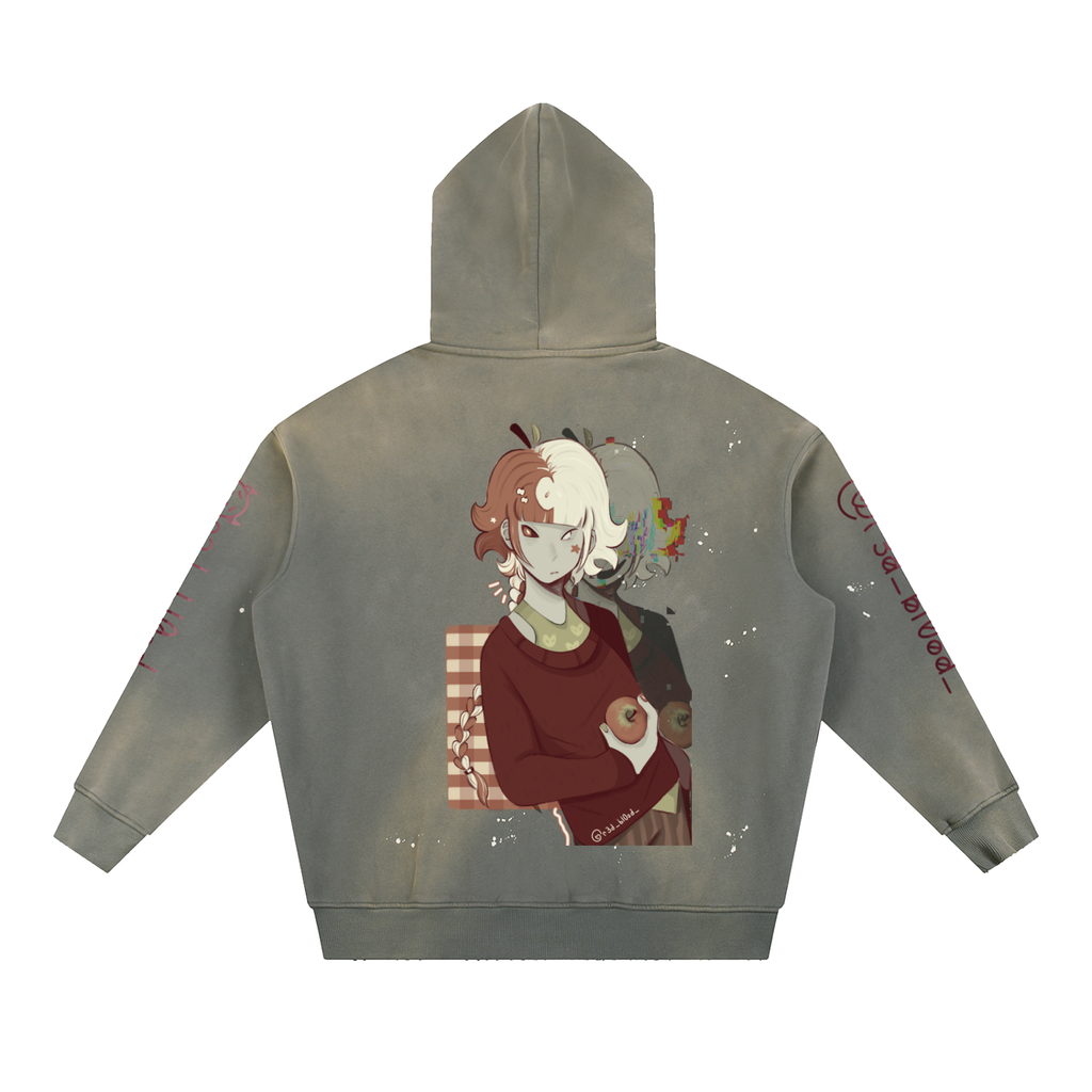 Vintage Washed Frayed Fleece Hoodie