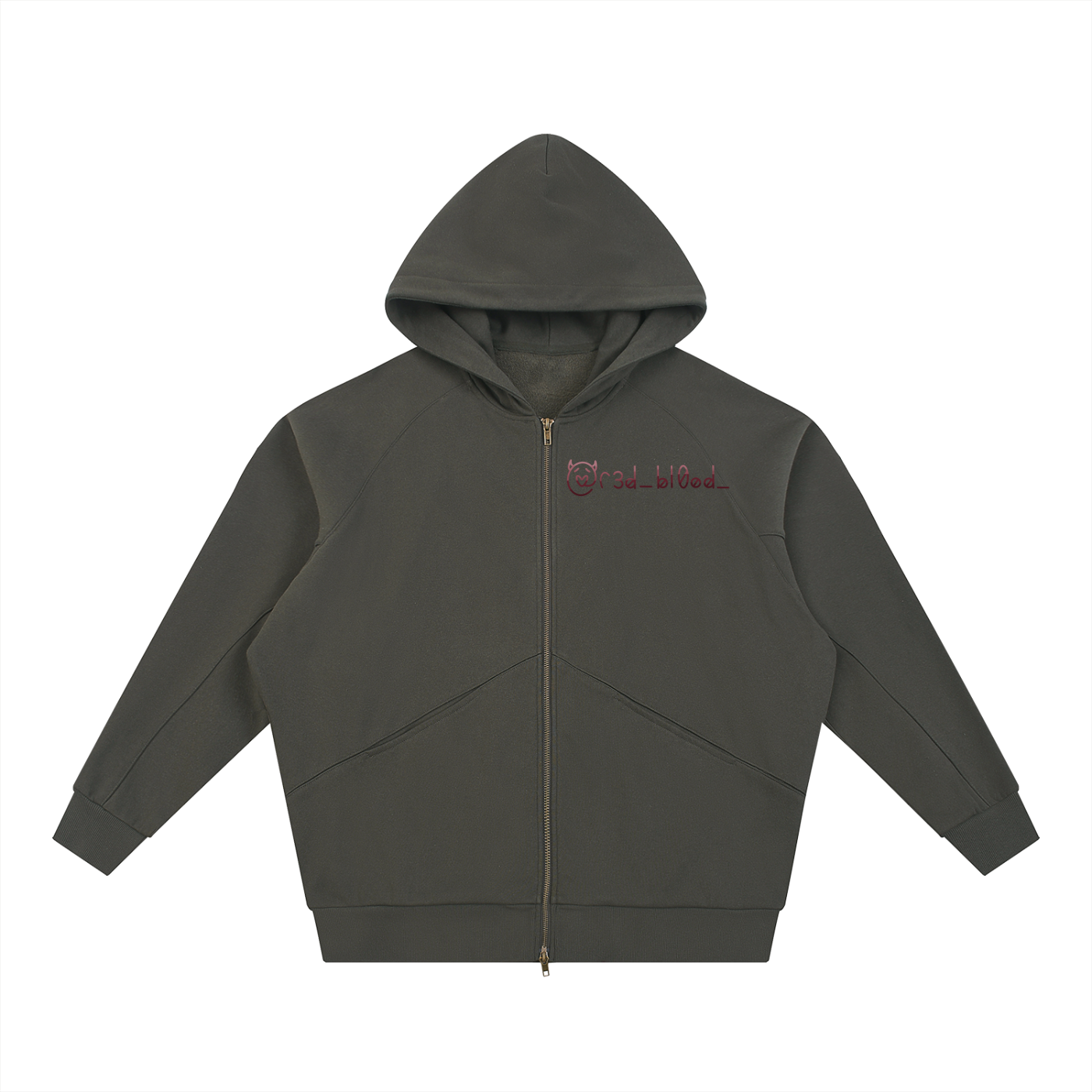 Dolman Sleeve Zip-Through Fleece  Hoodie