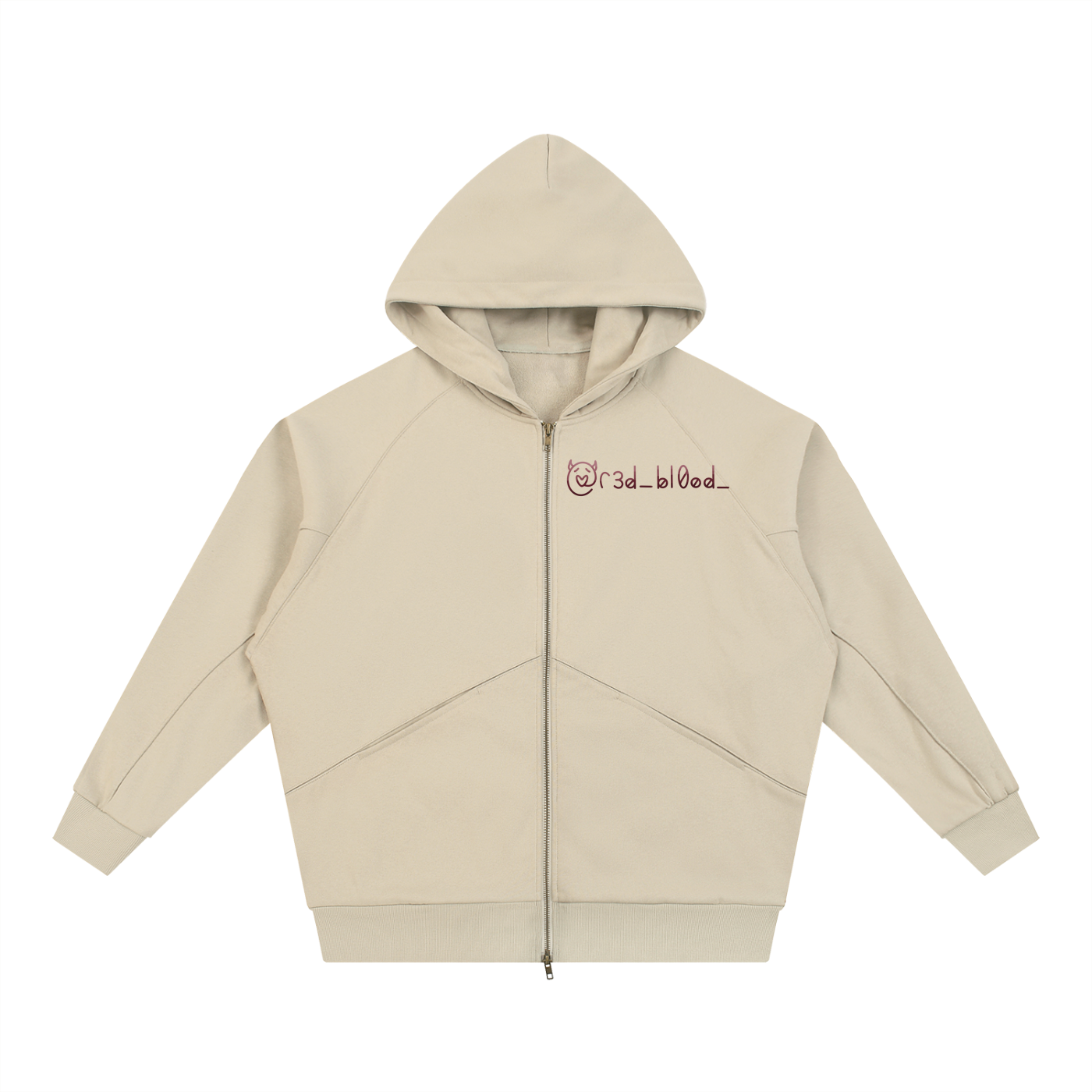 Dolman Sleeve Zip-Through Fleece  Hoodie
