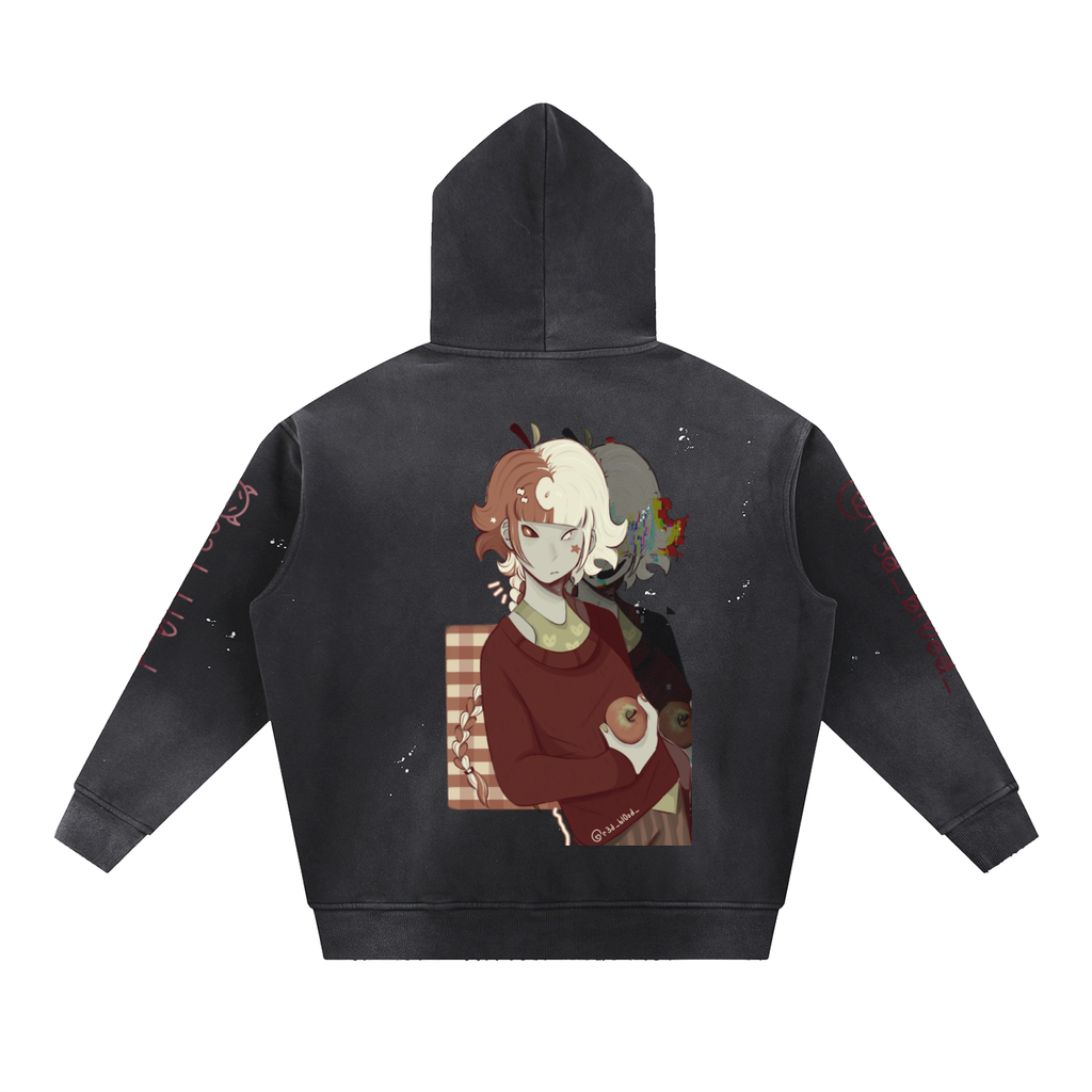 Vintage Washed Frayed Fleece Hoodie