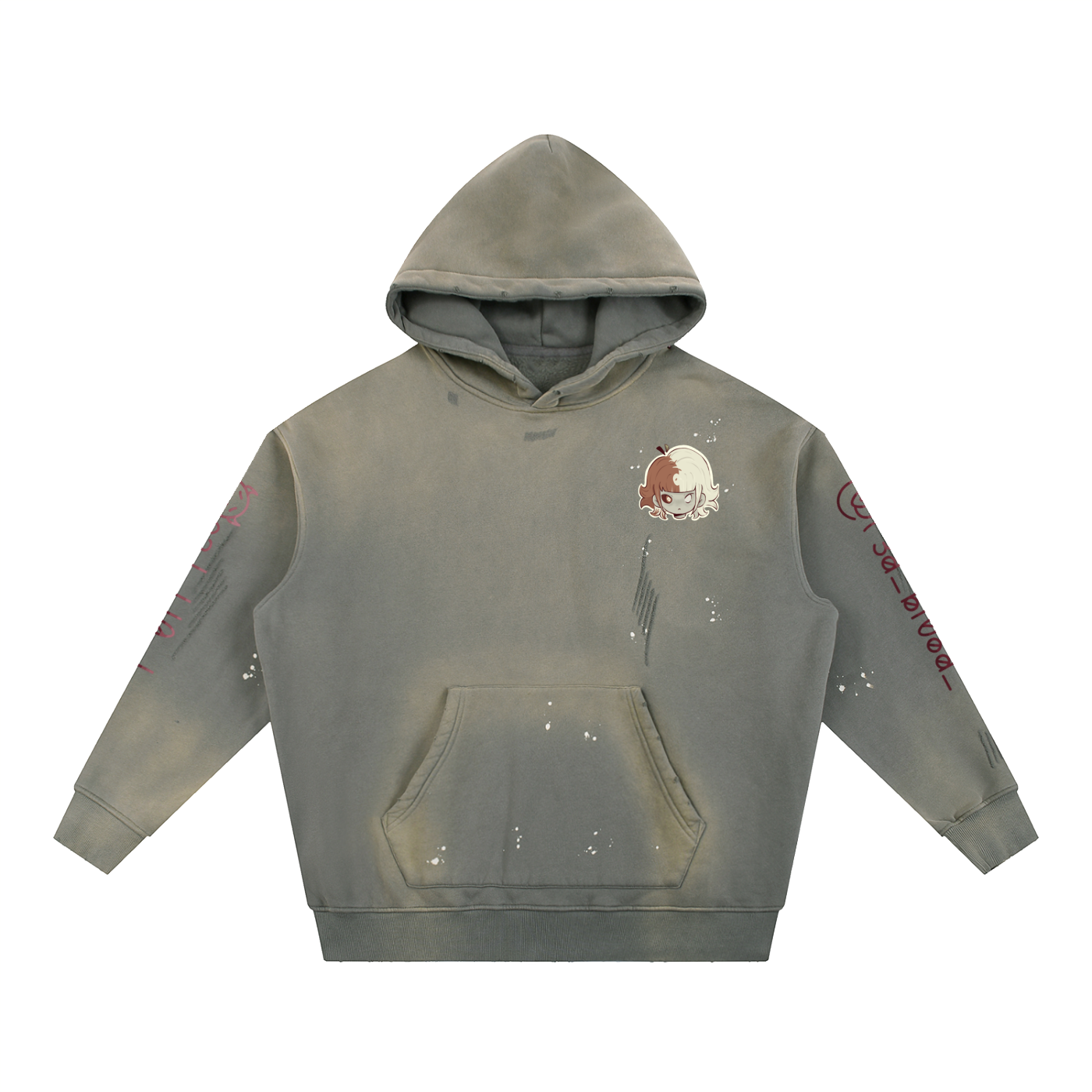 Vintage Washed Frayed Fleece Hoodie
