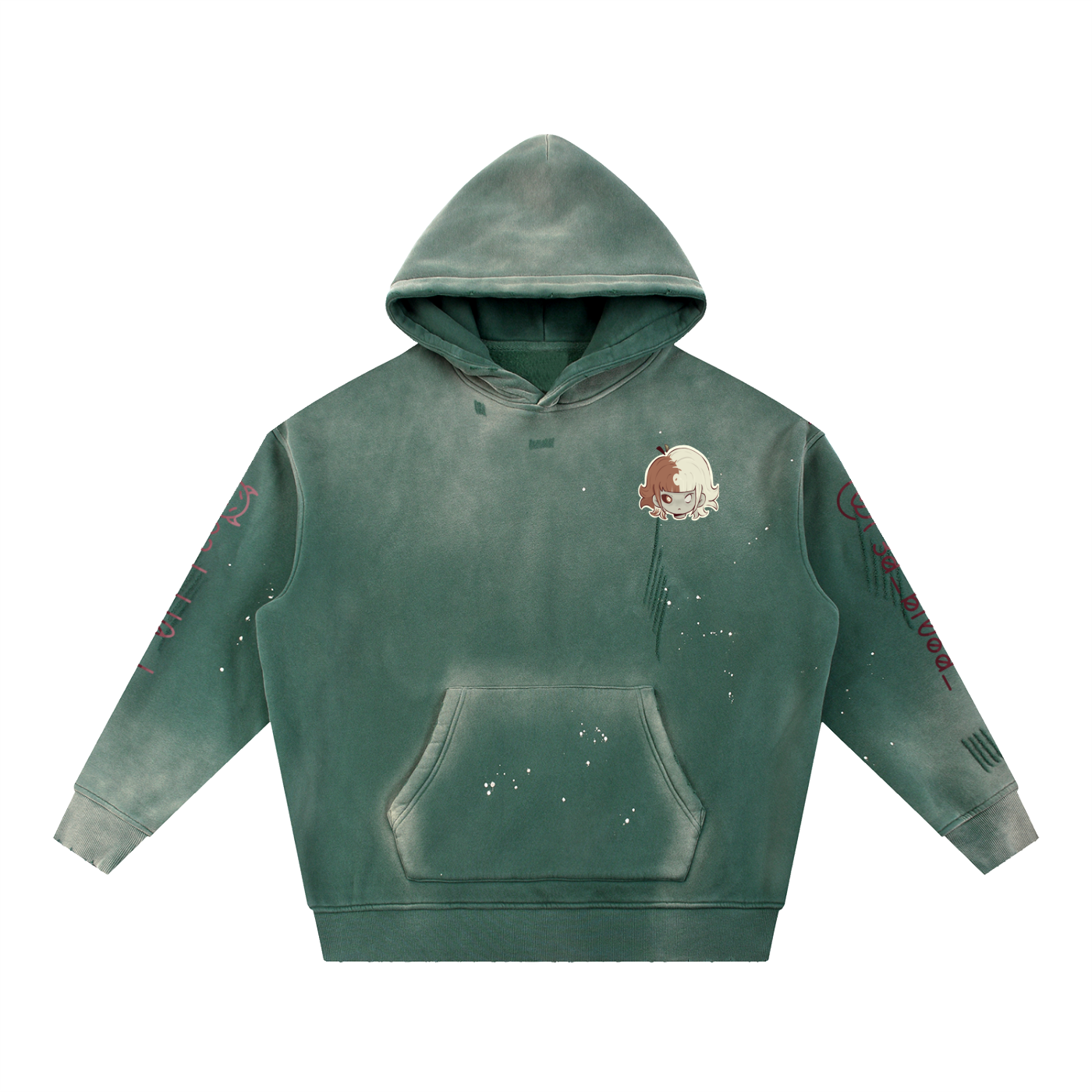 Vintage Washed Frayed Fleece Hoodie