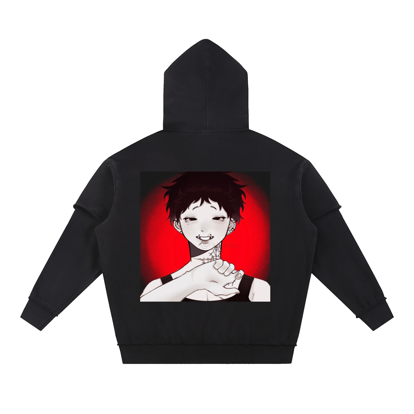 Snow Washed Raw Edge Double Layered Hoodie