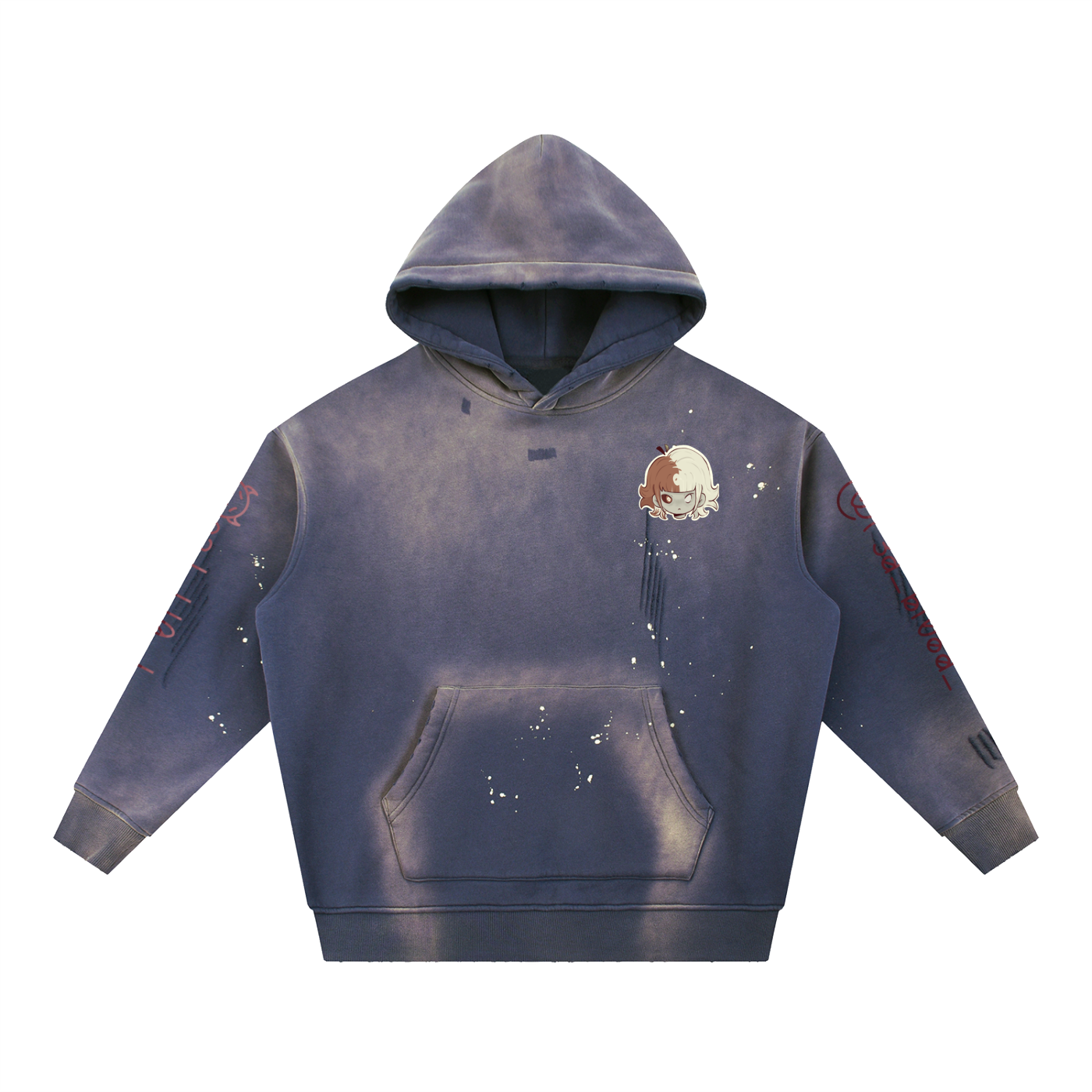Vintage Washed Frayed Fleece Hoodie