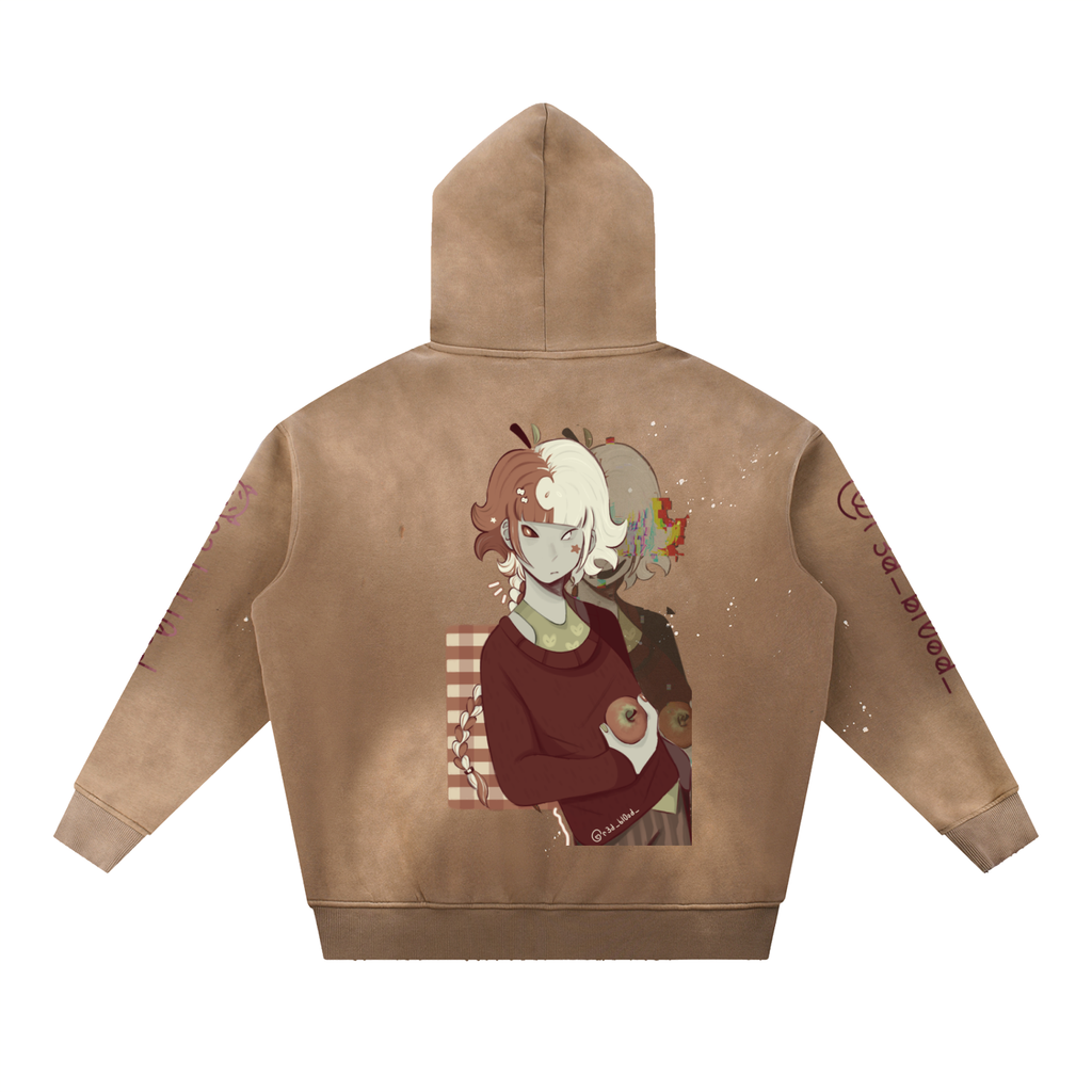 Vintage Washed Frayed Fleece Hoodie